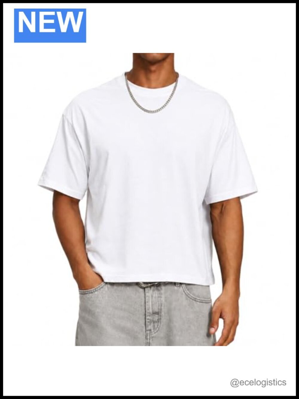 Cropped Boxy Oversize Tee Drop Shoulder Crewneck T-Shirt